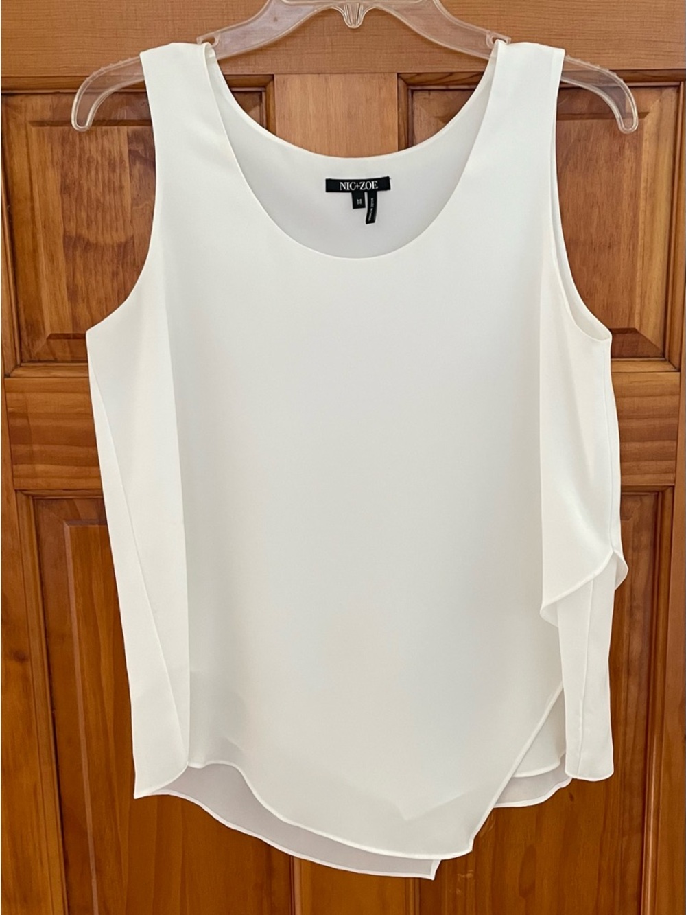 NIC+ZOE White Layered Sleeveless Scoop Neck Top size M